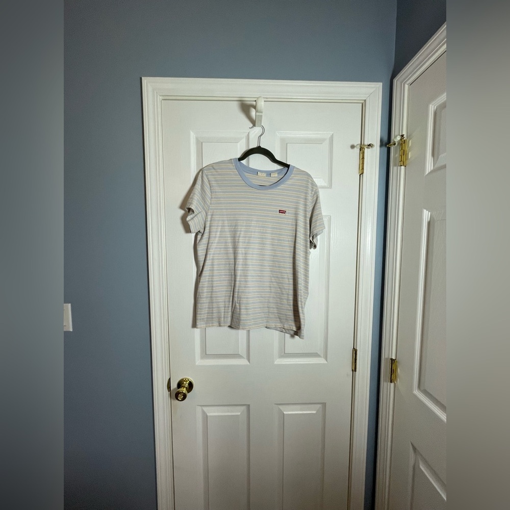 Women’s Levi's Light Blue and Cream Striped T-Shirt